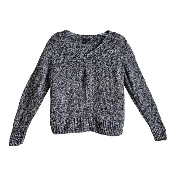 EILEEN FISHER Women's Petite L PL Linen Sweater Black Beige Center Seam Bust 36" - Picture 1 of 8